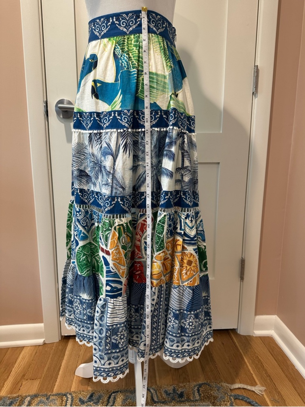 Farm Rio size XS tiered midi skirt in tropical prints - Picture 9 of 14